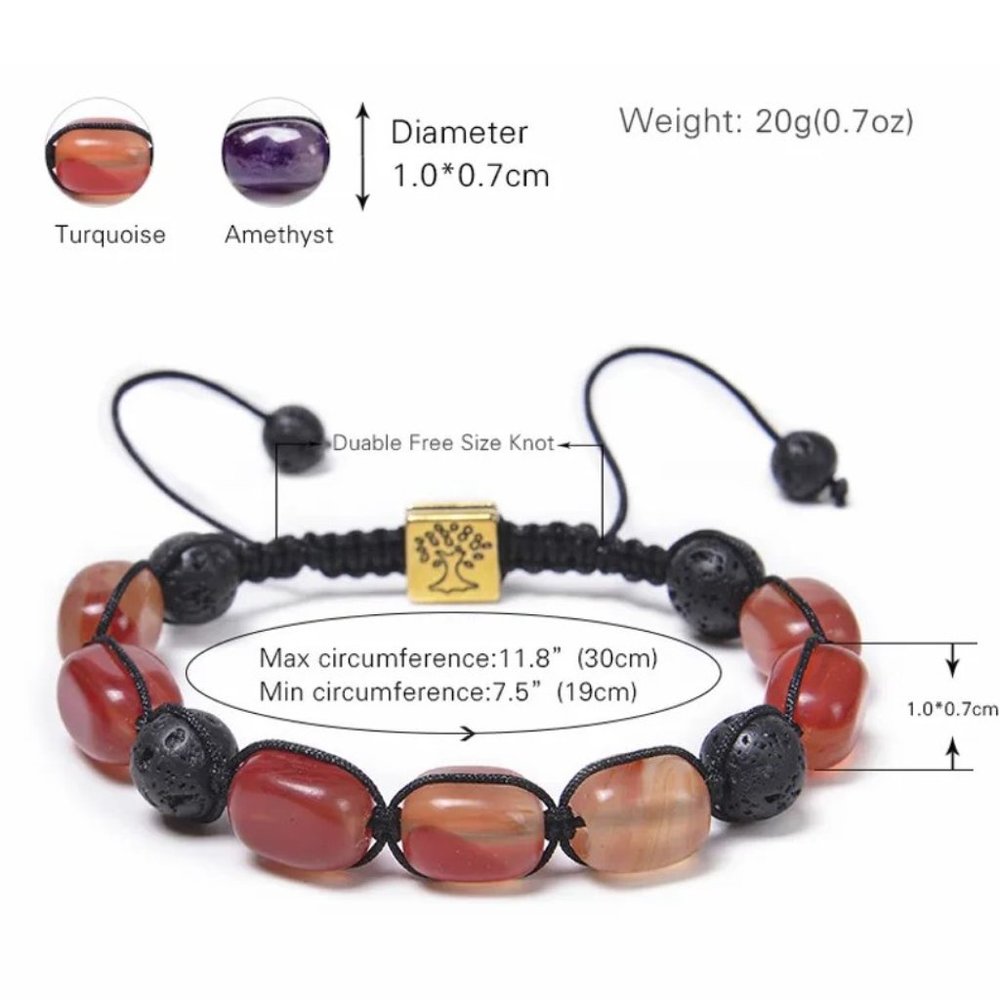Unisex White Stone & Lava Rock Beaded Adjustable Braided Rope Bracelet NEW - Picture 4 of 5